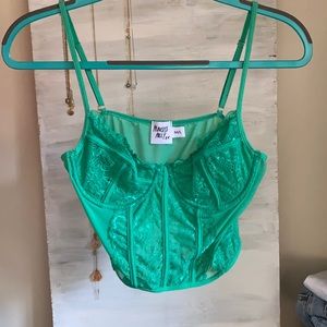 Princess Polly green corset top